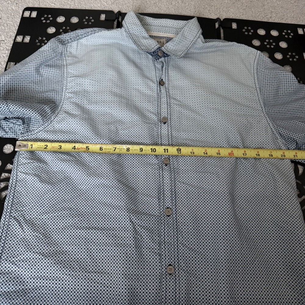 Guess Mens Short Sleeve Button Down Shirt Blue Geometric Ombre SM42H31W4VC L - Picture 6 of 8